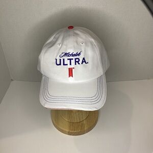 Michelob Ultra beer cap hat white adjustable strap back new